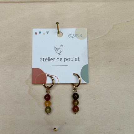 SEO. Ohrringe 29€ Atelier de Poulet - Grün - Braun - Gold Linkreich