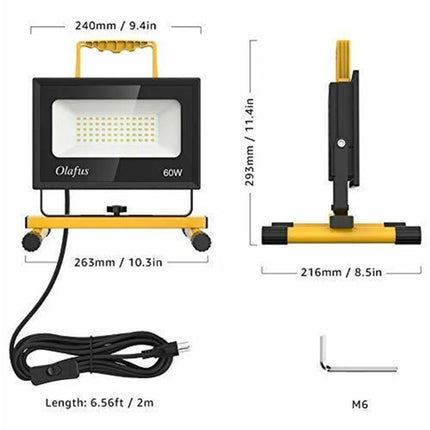 Olafus LED Flutlicht 60W | IP66 Wasserdicht | 6000K Kaltweiß | Außenstrahler für Garten, Einfahrt, Baustelle (LED - Flutlichtstrahler) kaufen bei Linkreich – Jetzt entdecken!