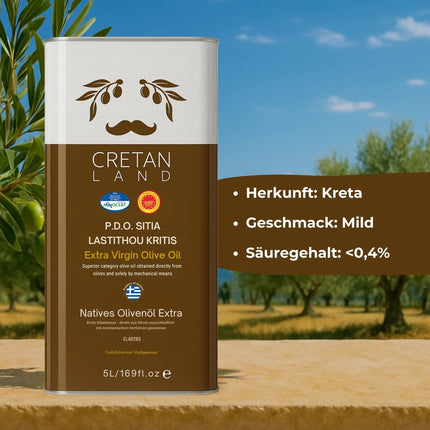Olivenöl extra nativ aus Kreta P.D.O. Sitia 5L – Cretan Land (Olivenöl) kaufen bei Linkreich – Jetzt entdecken!