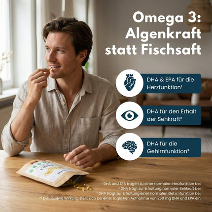 SEO. Omega 3 Kapseln aus Algenöl - Vegan - Einzeln Linkreich