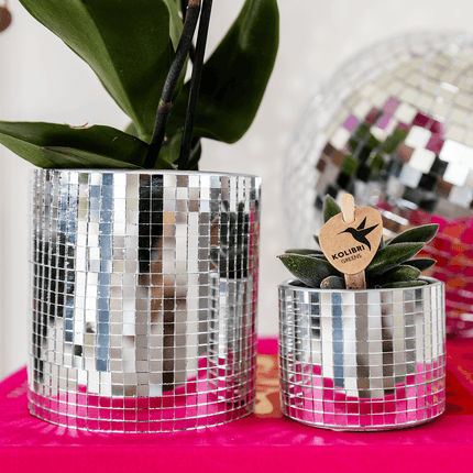 Blumentopf Disco – Ø9cm – Moderner Keramik Ziertopf mit glänzender Struktur – Stilvoller Übertopf für kleine Zimmerpflanzen, Sukkulenten & Kakteen