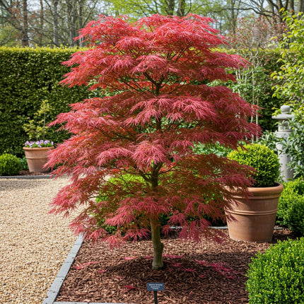 Japanischer Ahorn – Acer palmatum 'Beni Maiko' – 2 Pflanzen – ca. 70cm hoch – Ø19cm – tiefgrünes Laub, herbstlich scharlachrot