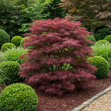 Japanischer Ahorn Acer palmatum 'Sumi – nagashi' – Roter Zierahorn – Balkon – & Terrassenpflanze – Ø19cm – Ca. 70cm hoch