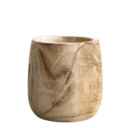 Pia Blumentopf aus Holz – Hellbraun – Größe M – H25cm x Ø23cm – Handgefertigt aus Paulownia – Holz – Nachhaltig & dekorativ