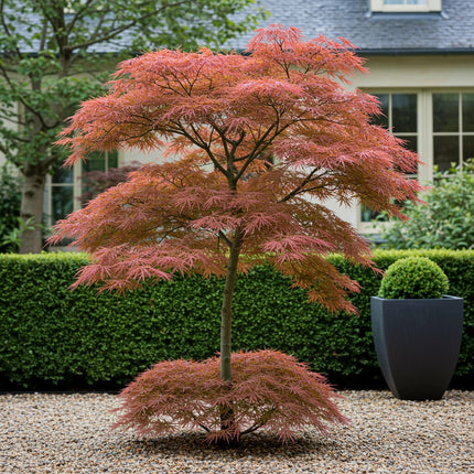 Japanischer Ahorn – Acer palmatum Jerre Swarts – 2 Pflanzen – Dunkelrot – je ca. 70cm hoch – im 19cm Topf – Balkon – & Kübelpflanze