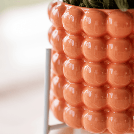 Poppy Pflanztopf – Orange – Ø9cm – Dekorativer Übertopf in Keramikoptik – Moderner Blumentopf für Zimmerpflanzen & Orchideen – Stilvolles Wohnaccessoire