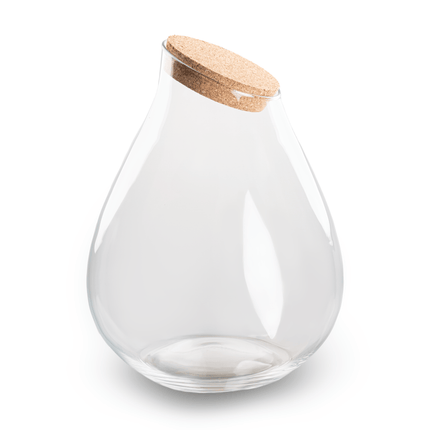 Terrarienflasche Drop XXL Korkdeckel – Ø34cm ↕43cm – Große tropfenförmige Glasflasche aus Recyclingglas – ca. 18,5L Volumen – Ideal für DIY