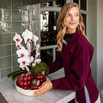 Übertopf Cotton Shine rot Ø6cm – Mini Blumentopf mit Reliefmuster – hochglänzender Retro – Übertopf im 70er – Design – Zimmerpflanzen
