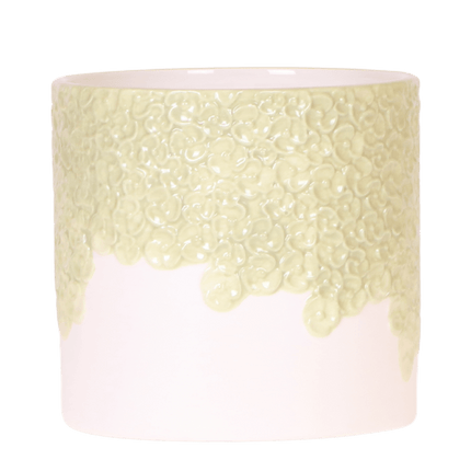 Ziertopf Bloom Green – Dekorativer Blumentopf Ø12cm – Übertopf mit Blütenstruktur – Design Pflanztopf in Grün für Zimmerpflanzen Kräuter & Deko