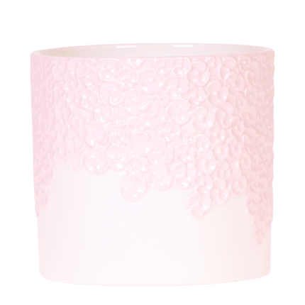 Ziertopf Bloom Pink – Blumentopf Ø12cm – Romantischer Übertopf mit Blütenstruktur – Design Pflanztopf für Zimmerpflanzen Sukkulenten & Deko