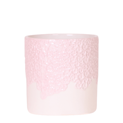Ziertopf Bloom Pink – Blumentopf Ø9cm – Rosa Übertopf mit Blütenstruktur – Moderner Pflanztopf für Zimmerpflanzen Kräuter Sukkulenten & Deko