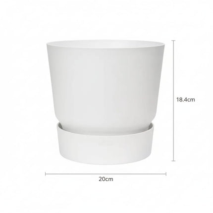 Pflanztopf Greenville Round Weiß – D20cm x H18cm – Moderner Blumentopf mit Wasserspeicher – Für Innen & Außen – Aus recyceltem Kunststoff – Mattweiß
