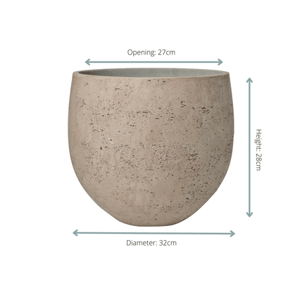 Pflanzgefäß Orb Grey Washed – D32xH28cm – Blumentopf in Steinoptik – Stilvoller Pflanzkübel für Innen & Außen