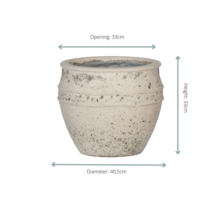 Pflanztopf Athena M Chalk White – D41xH33cm – Blumentopf in eleganter Kreideoptik – , wetterfester Pflanzkübel aus robustem Kunststoff – Für Innen