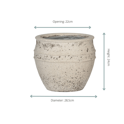 Pflanztopf Athena S Chalk White – D29xH24cm – Blumentopf in edler Steinoptik – Weißer Pflanzkübel aus robustem, wetterfestem Kunststoff – Für Innen