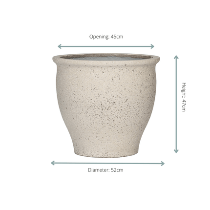 Pflanztopf Poseidon Chalk White – D52xH47cm – Großer Blumentopf in edler Weiß – Optik – Wetterfester Pflanzkübel aus hochwertigem Kunststoff