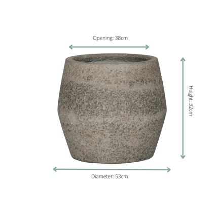 Pflanztopf Harley L Dioriet Grey – D53xH32cm – Blumentopf in edler Steinoptik – Breiter, robuster Pflanzkübel aus wetterfestem Kunststoff