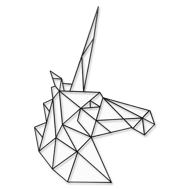 SEO. Origami Einhornkopf aus Holz - Schwarz Linkreich
