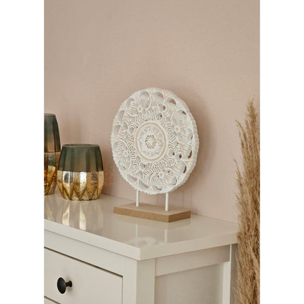 Ornament mit Sockel Aufsteller Holzbild Schabby Vintage Blumenmuster Rund Ø 23cm (Holz Ornament) kaufen bei Linkreich – Jetzt entdecken!
