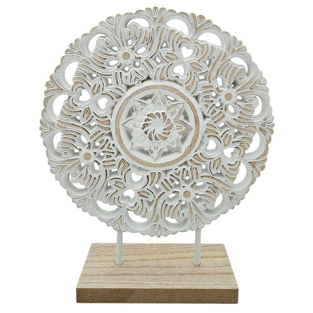 Ornament mit Sockel Aufsteller Holzbild Schabby Vintage Blumenmuster Rund Ø 23cm (Holz Ornament) kaufen bei Linkreich – Jetzt entdecken!