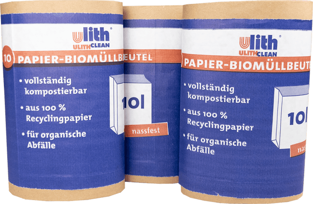 SEO. Papier Bio Müllbeutel 10L – Nassfest, Braun, aus recyceltem Material - 10 Linkreich