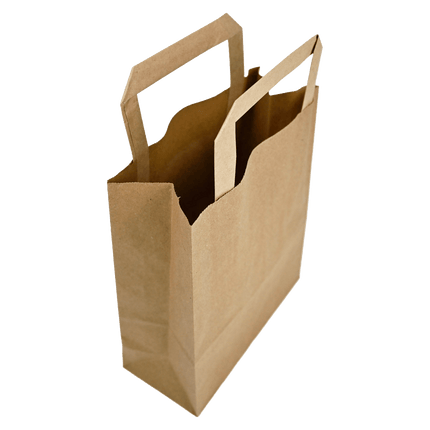 SEO. Papiertragetaschen Braun mit Henkel 18+8x22cm - FSC Kraftpapier Tüten - 25 Linkreich