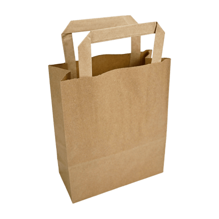 SEO. Papiertragetaschen Braun mit Henkel 18+8x22cm - FSC Kraftpapier Tüten - 25 Linkreich