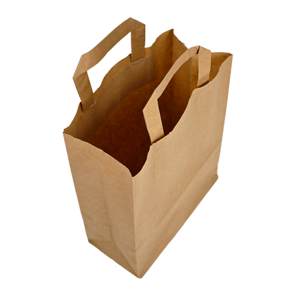 SEO. Papiertragetaschen Braun mit Henkel 22+11x28cm - FSC Kraftpapier Tüten - 25 Linkreich