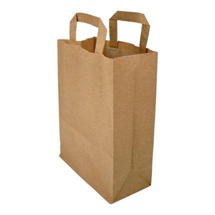 SEO. Papiertragetaschen Braun mit Henkel 22+11x28cm - FSC Kraftpapier Tüten - 25 Linkreich