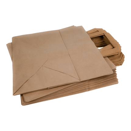 SEO. Papiertragetaschen Braun mit Henkel 26+17x25cm - FSC Kraftpapier Tüten - 25 Linkreich