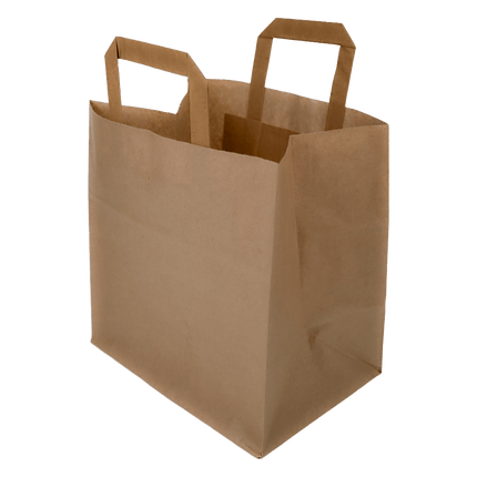 SEO. Papiertragetaschen Braun mit Henkel 26+17x25cm - FSC Kraftpapier Tüten - 25 Linkreich