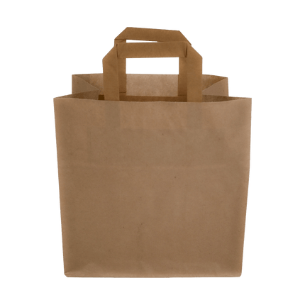 SEO. Papiertragetaschen Braun mit Henkel 26+17x25cm - FSC Kraftpapier Tüten - 25 Linkreich