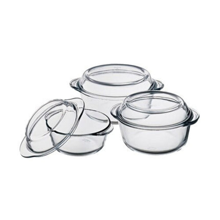 Pasabahce 159005 Glas Auflaufform 3er Set Rund mit Deckel