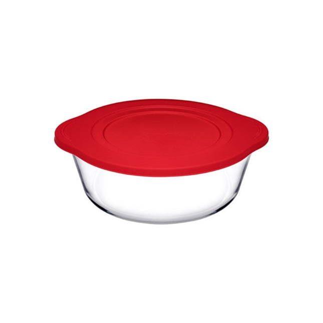 Pasabahce 59001 Auflaufform Rund mit Silikon Deckel 2100 ml