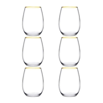 Pasabahce Amber Golden Touch Wassergläser 6er Set 570 ml mit Goldrand