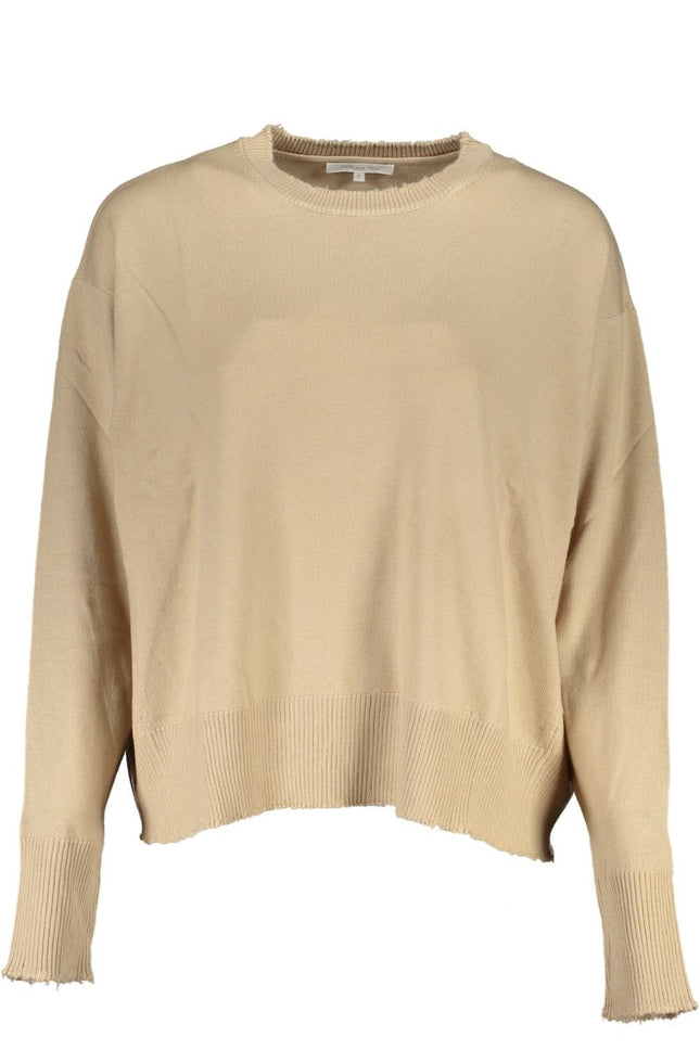 SEO. PATRIZIA PEPE Beiger Damenpullover – Langärmelig mit Kontrastdetails für Herbst/Winter - Beige Linkreich