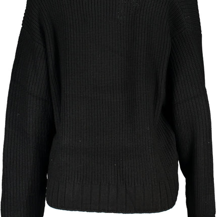 PATRIZIA PEPE Pullover Damen – Schwarzer V-Ausschnitt mit Kontrastdetails