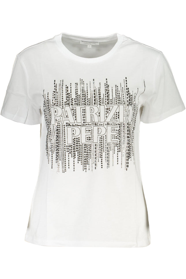PATRIZIA PEPE Damen T-Shirt Weiss – Kurzarm mit Kontrastdetails | soulluna.de