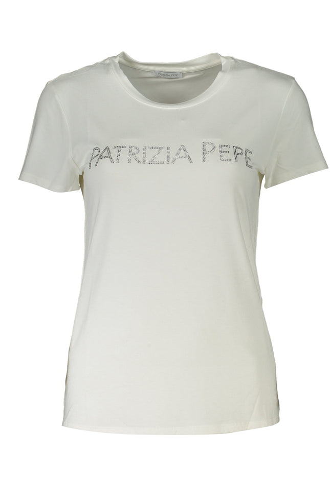 PATRIZIA PEPE Damen T-Shirt Weiß – Kurzarm mit Strass-Applikation | soulluna.de