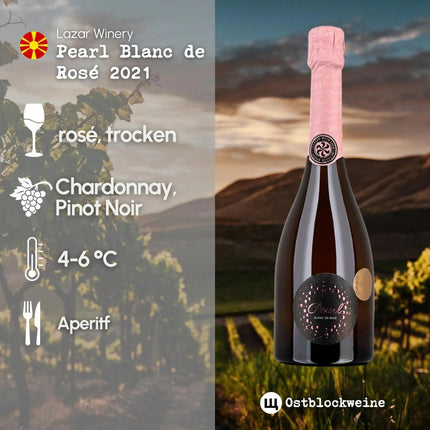 SEO. Pearl Blanc de Rosé 2021 - Schaumwein trocken aus Mazedonien - Linkreich