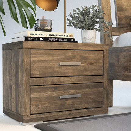 SEO. Pedenza Massivholz Nachttisch mit 2 - Schubladen - Light - Wenge Linkreich