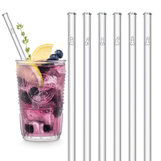 SEO. Penis Strohhalme 6x Glastrinkhalme für Bachelorette Party 15cm, 20cm, 23cm - 20 cm Linkreich
