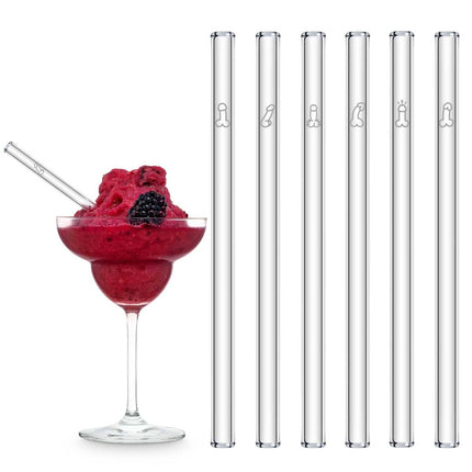 SEO. Penis Strohhalme 6x Glastrinkhalme für Bachelorette Party 15cm, 20cm, 23cm - 15 cm Linkreich