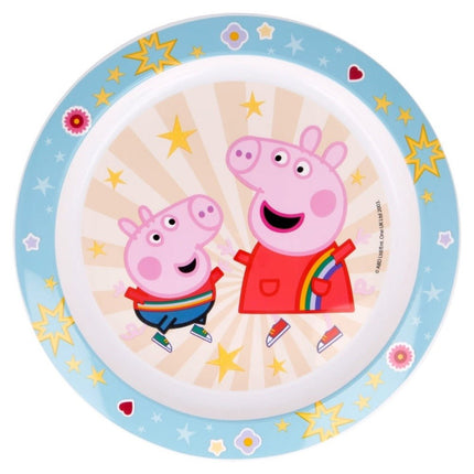 SEO. Peppa Pig Plastik - Teller Kunststoffset für Kinder - Mikrowelle geeignet - Linkreich