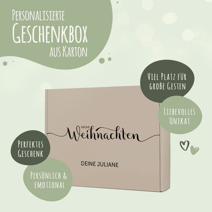 SEO. Personalisierte DIY Geschenkbox - Frohe Weihnachten mit Wunschtext - Creme Linkreich