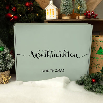SEO. Personalisierte DIY Geschenkbox - Frohe Weihnachten mit Wunschtext - Mint Linkreich