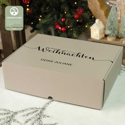 SEO. Personalisierte DIY Geschenkbox - Frohe Weihnachten mit Wunschtext - Creme Linkreich