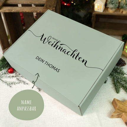 SEO. Personalisierte DIY Geschenkbox - Frohe Weihnachten mit Wunschtext - Mint Linkreich