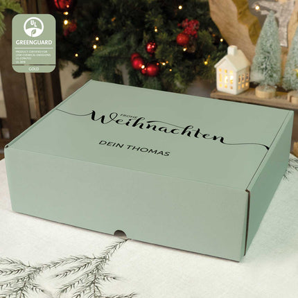 SEO. Personalisierte DIY Geschenkbox - Frohe Weihnachten mit Wunschtext - Mint Linkreich