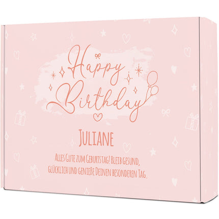 SEO. Personalisierte DIY Geschenkbox - Rosa Happy Birthday mit Wunschtext - Linkreich